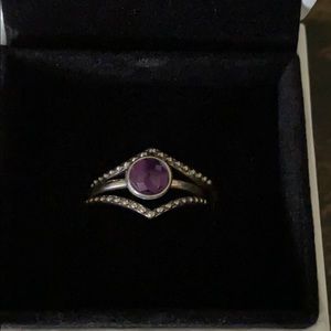Pandora Amethyst and Sterling Silver Rings